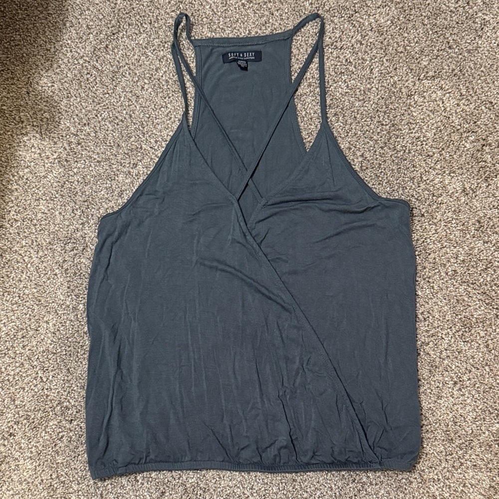 American Eagle Outfitters Dark Gray Wrap Tank Top
